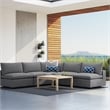 Modway Commix 5-Piece Modern Fabric Upholstered Patio Sectional Sofa in Slate