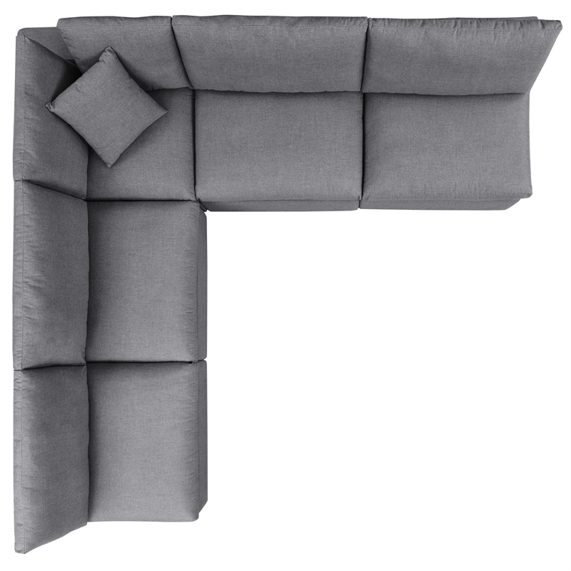 Modway Commix 5-Piece Modern Fabric Upholstered Patio Sectional Sofa in Slate