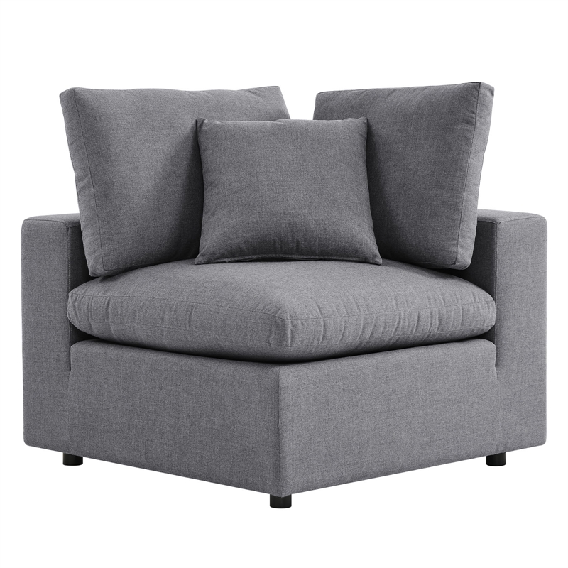 Modway Commix 5-Piece Modern Fabric Upholstered Patio Sectional Sofa in Slate