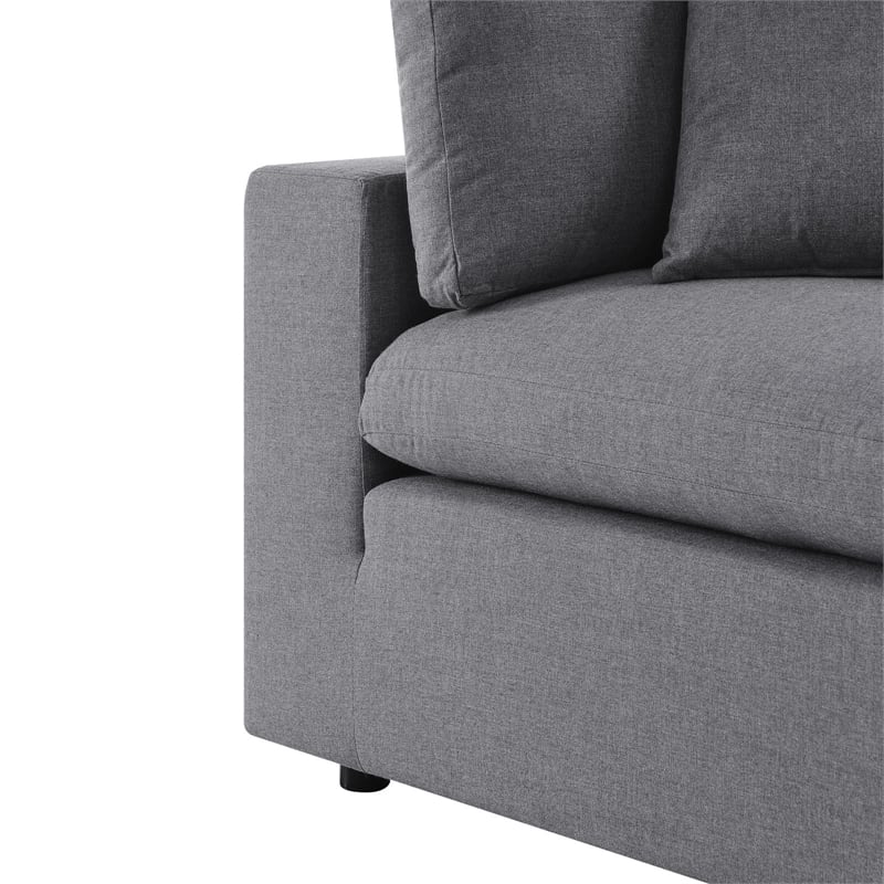 Modway Commix 5-Piece Modern Fabric Upholstered Patio Sectional Sofa in Slate