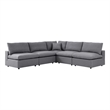 Modway Commix 5-Piece Modern Fabric Upholstered Patio Sectional Sofa in Slate
