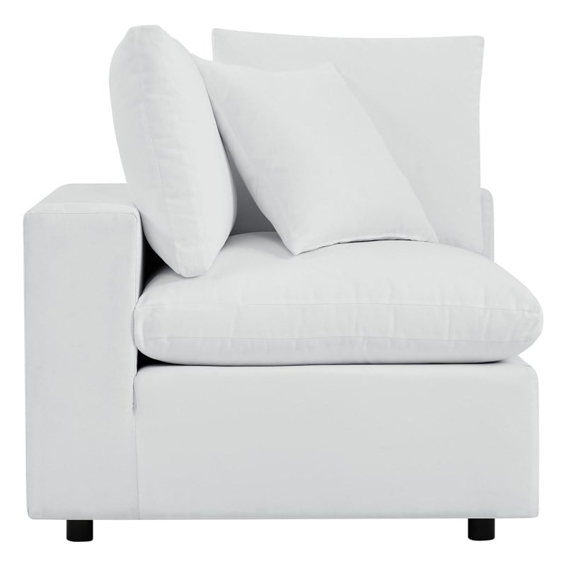 Modway Commix 5-Piece Modern Fabric Upholstered Patio Sectional Sofa in White