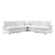 Modway Commix 5-Piece Modern Fabric Upholstered Patio Sectional Sofa in White