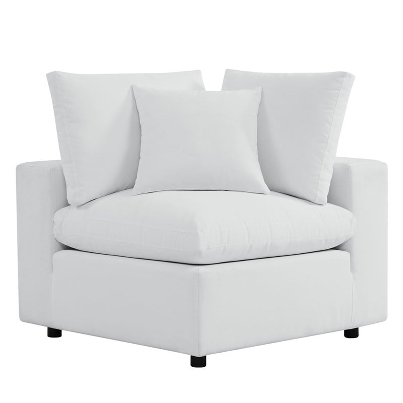 Modway Commix 5-Piece Modern Fabric Upholstered Patio Sectional Sofa in White