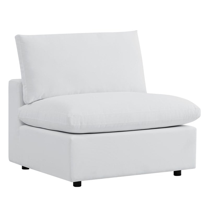 Modway Commix 5-Piece Modern Fabric Upholstered Patio Sectional Sofa in White