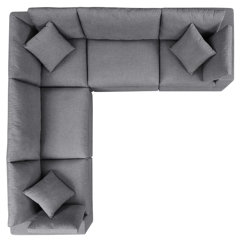 Modway Commix 5-Piece Fabric Upholstered Outdoor Sectional Sofa in Slate