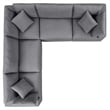 Modway Commix 5-Piece Fabric Upholstered Outdoor Sectional Sofa in Slate