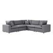 Modway Commix 5-Piece Fabric Upholstered Outdoor Sectional Sofa in Slate