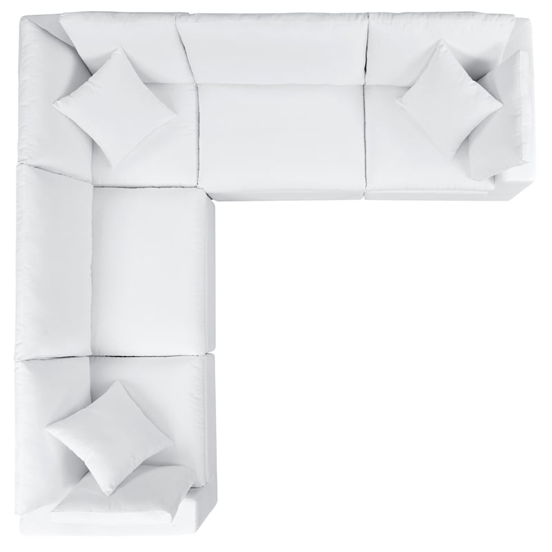 Modway Commix 5-Piece Fabric Upholstered Outdoor Sectional Sofa in White