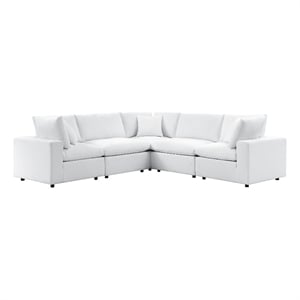 Modway Commix 5-Piece Fabric Upholstered Outdoor Sectional Sofa in White