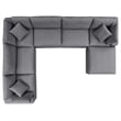 Modway Commix 7-Piece Modern Fabric Upholstered Outdoor Sectional Sofa in Slate