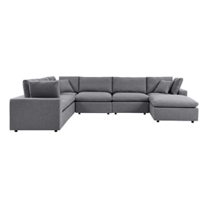 Modway Commix 7-Piece Modern Fabric Upholstered Outdoor Sectional Sofa in Slate