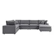 Modway Commix 7-Piece Modern Fabric Upholstered Outdoor Sectional Sofa in Slate