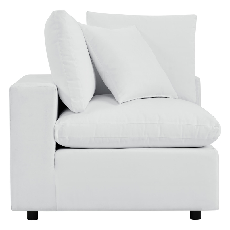 Modway Commix 7-Piece Modern Fabric Upholstered Outdoor Sectional Sofa in White