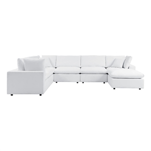 Modway Commix 7-Piece Modern Fabric Upholstered Outdoor Sectional Sofa in White