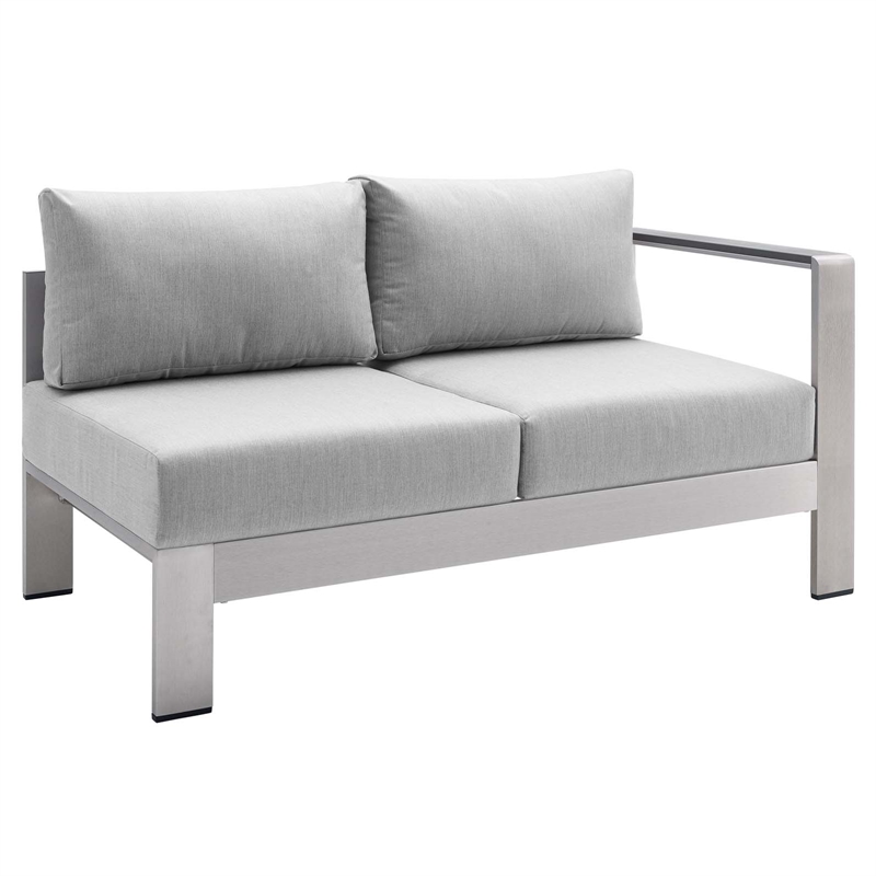 Modway Shore 7-Piece Modern Fabric/Aluminum Outdoor Sectional Sofa Set in Gray