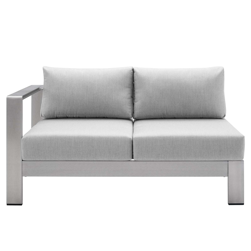 Modway Shore 7-Piece Modern Fabric/Aluminum Outdoor Sectional Sofa Set in Gray