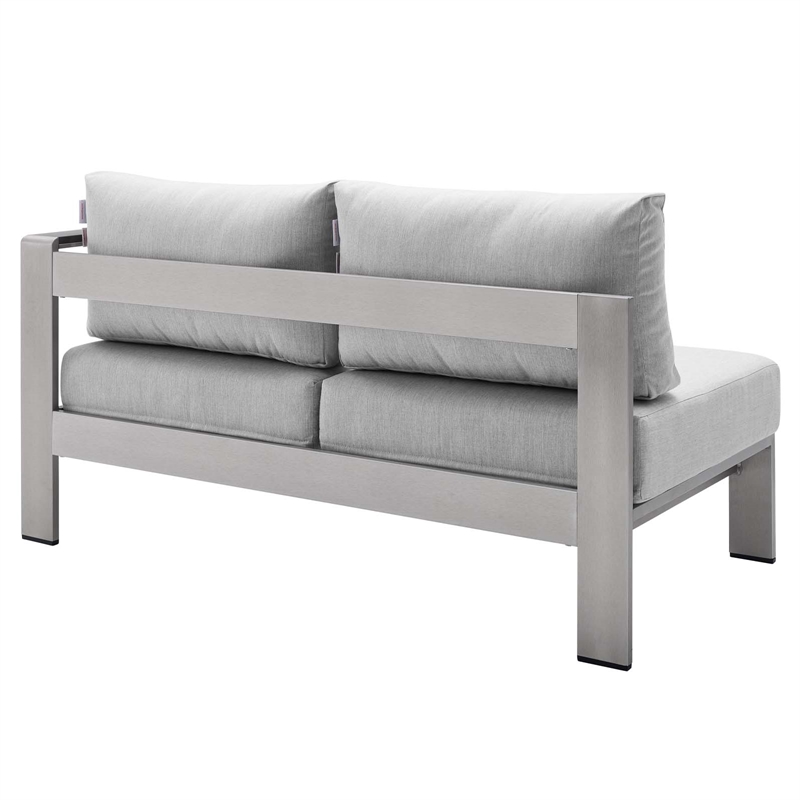 Modway Shore 7-Piece Modern Fabric/Aluminum Outdoor Sectional Sofa Set in Gray