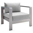 Modway Shore 7-Piece Modern Fabric/Aluminum Outdoor Sectional Sofa Set in Gray