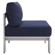 Modway Shore 7-Piece Fabric/Aluminum Patio Sectional Sofa Set in Navy/Silver