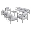 Modway Shore 8-Piece Modern Fabric/Aluminum Outdoor Sectional Sofa Set in Gray