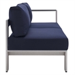 Modway Shore 8-Piece Modern Fabric/Aluminum Outdoor Sectional Sofa Set in Navy