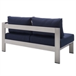 Modway Shore 8-Piece Modern Fabric/Aluminum Outdoor Sectional Sofa Set in Navy