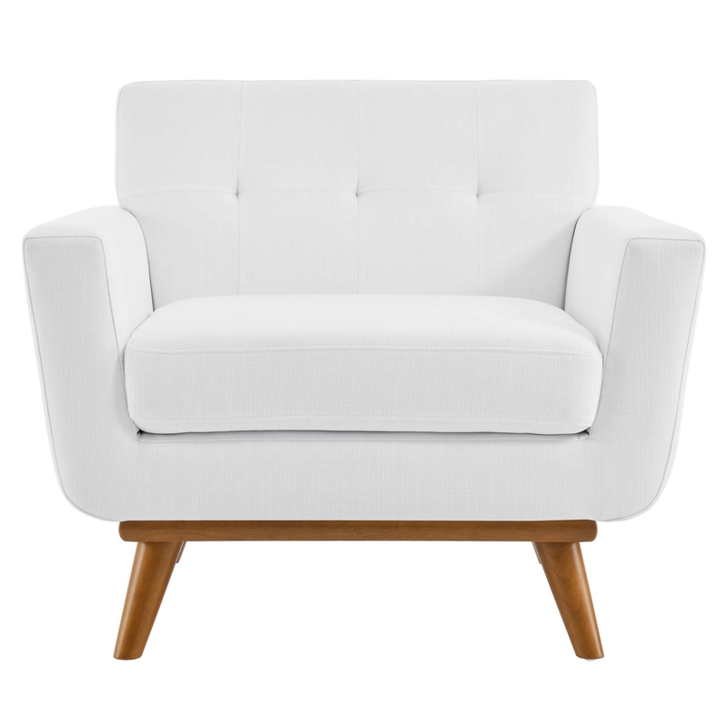 Modway Engage Modern Upholstered Fabric Tufted Armchair in White