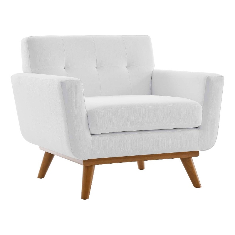 Modway Engage Modern Upholstered Fabric Tufted Armchair in White