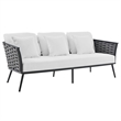 Modway Stance 3-Piece Aluminum & Fabric Patio Sofa Set in Gray/White