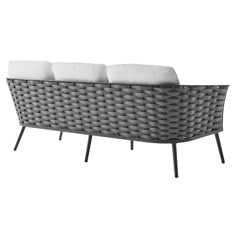 Modway Stance 3-Piece Aluminum & Fabric Patio Sofa Set in Gray/White