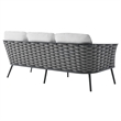 Modway Stance 3-Piece Aluminum & Fabric Patio Sofa Set in Gray/White