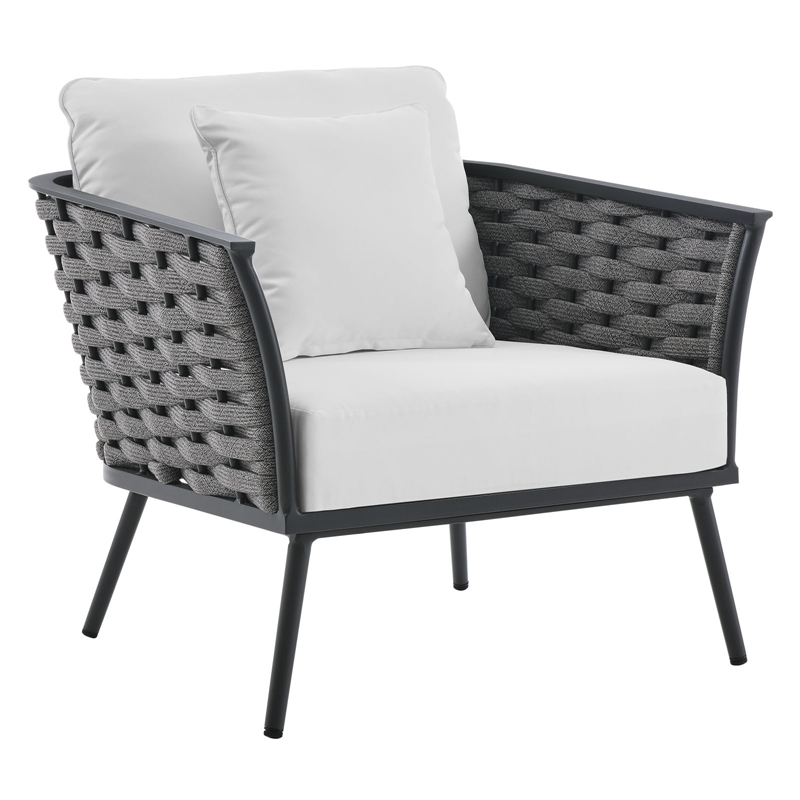 Modway Stance 3-Piece Aluminum & Fabric Patio Sofa Set in Gray/White