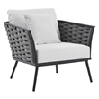 Modway Stance 3-Piece Aluminum & Fabric Patio Sofa Set in Gray/White