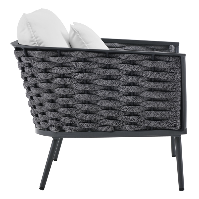 Modway Stance 3-Piece Aluminum & Fabric Patio Sofa Set in Gray/White