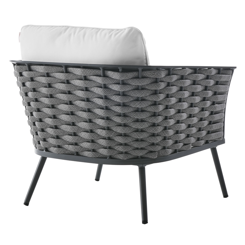 Modway Stance 3-Piece Aluminum & Fabric Patio Sofa Set in Gray/White