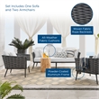 Modway Stance 3-Piece Aluminum & Fabric Patio Sofa Set in Gray/White