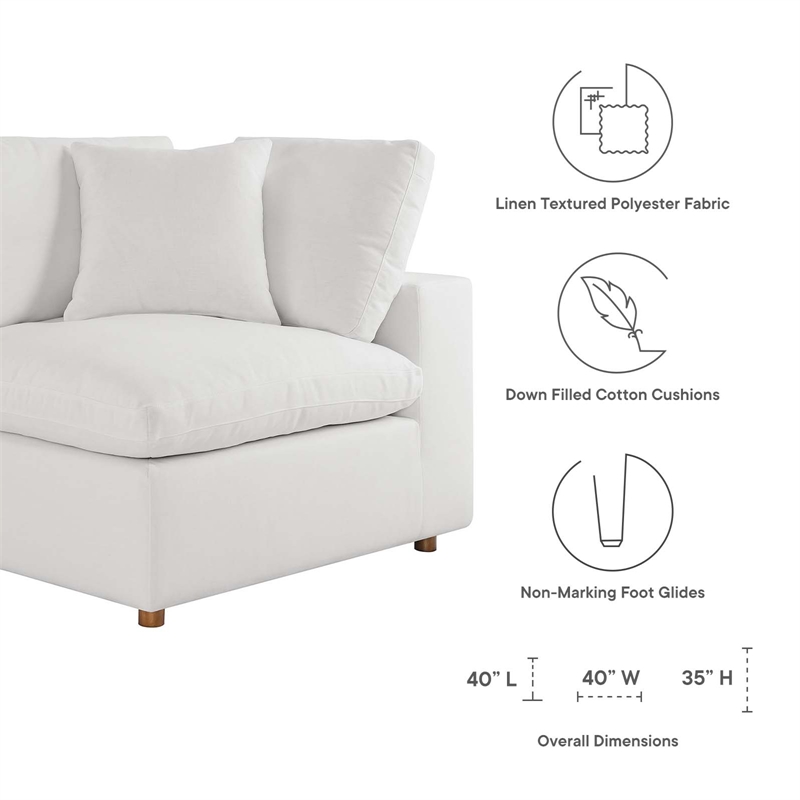 Modway Commix 4-Piece Fabric Down Filled Sectional Sofa Set in Pure White