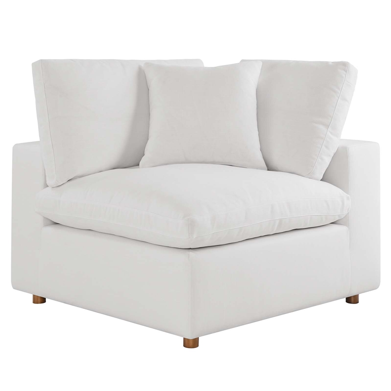 Modway Commix 4-Piece Fabric Down Filled Sectional Sofa Set in Pure White
