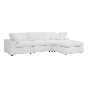 Modway Commix 4-Piece Fabric Down Filled Sectional Sofa Set in Pure White