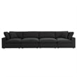 Modway Commix 4-Piece Down Filled Fabric Sectional Sofa Set in Black