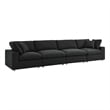 Modway Commix 4-Piece Down Filled Fabric Sectional Sofa Set in Black