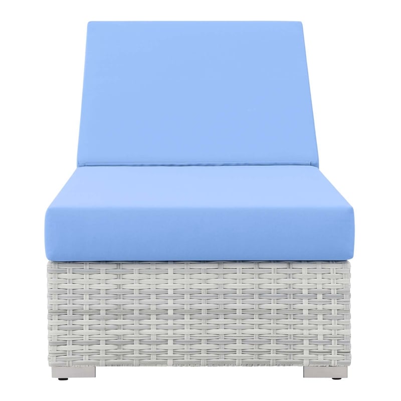 Modway Convene Rattan Weave Outdoor Patio Chaise in Light Gray/Light Blue