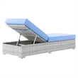 Modway Convene Rattan Weave Outdoor Patio Chaise in Light Gray/Light Blue