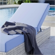 Modway Convene Rattan Weave Outdoor Patio Chaise in Light Gray/Light Blue