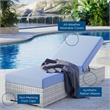 Modway Convene Rattan Weave Outdoor Patio Chaise in Light Gray/Light Blue