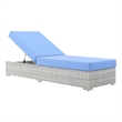 Modway Convene Rattan Weave Outdoor Patio Chaise in Light Gray/Light Blue