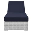 Modway Convene Rattan Weave Outdoor Patio Chaise in Light Gray/Navy