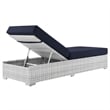 Modway Convene Rattan Weave Outdoor Patio Chaise in Light Gray/Navy