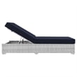 Modway Convene Rattan Weave Outdoor Patio Chaise in Light Gray/Navy